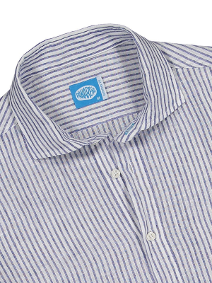 Panareha® | Camicia polera di lino a righe SARDEGNA