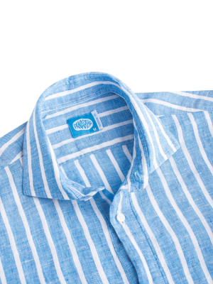Panareha® | camisa polera de lino a rayas SICILIA